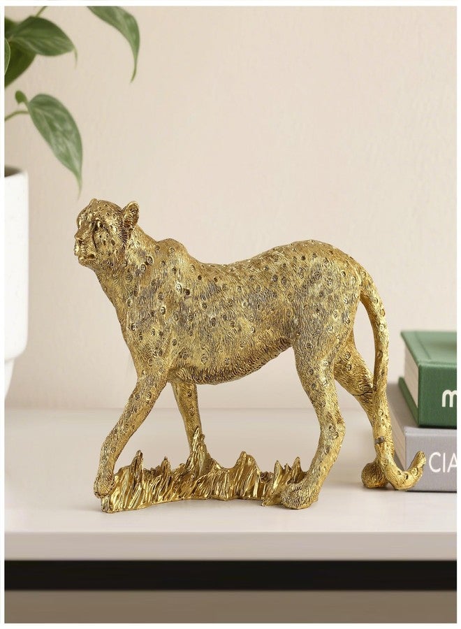 Magicsculp Cheetah Statue for Home Decor, 11" Resin Standing Leopard Sculpture, Gold Desktop Decoration for Living Room, Dining Room, Office,Shelves, Tv Stand, Coffee Table or Entry Way - Image 1